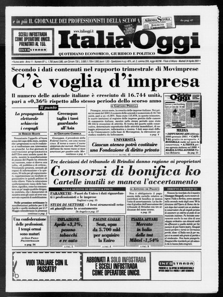 Italia oggi : quotidiano di economia finanza e politica